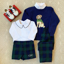 Load image into Gallery viewer, Peter Pan Collar Shirt &amp; Onesie (Broadcloth) - Worth Avenue White/ Nantucket Navy
