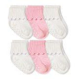 Girls Non-Skid Turn Cuff Scalloped Socks 6pk