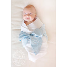 Load image into Gallery viewer, Bow Swaddle- Broadcloth with Buckhead Blue
