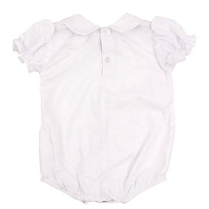 Girls Woven SS Button Back Onesie- White