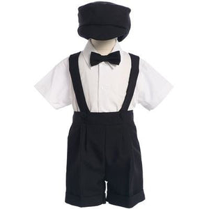 Polyester Suspender Short Set - Black