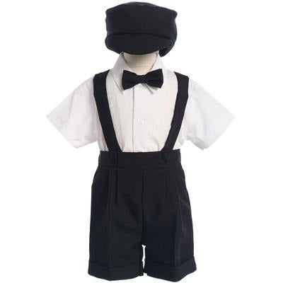 Polyester Suspender Short Set - Black