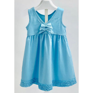 Solid Turquoise Sleeveless Empire Dress