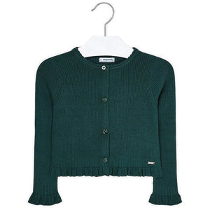Knitted Button Front Cardigan with Pleated Hem