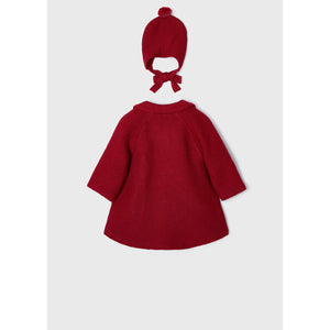 Knitted Coat with Hat - Red