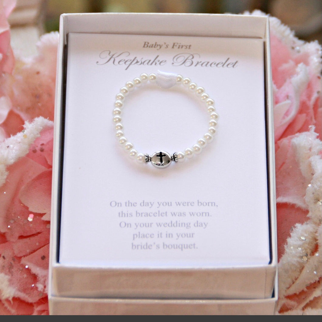 Baby’s First Keepsake Bracelet- Glass Pearls