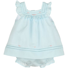 Load image into Gallery viewer, Heirloom Float Dress (w/ Bonnet &amp; Diaper Cover)- Blue
