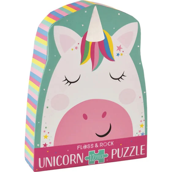 Rainbow Unicorn 12pc Shaped Jigsaw with Shaped Box