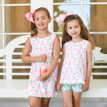 Load image into Gallery viewer, Kristen Knot Dress- Pink Lemonade Dress with Mint Stripe Knotted Bow
