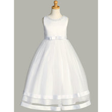 Load image into Gallery viewer, Satin and Sparkle Tulle Dress with Pearl Neckline
