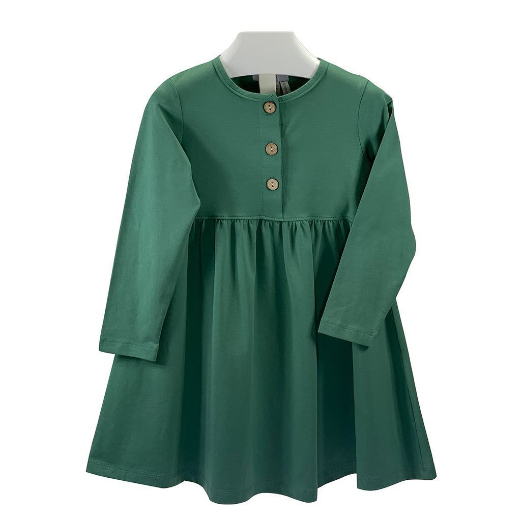 Green Solid Empire Dress