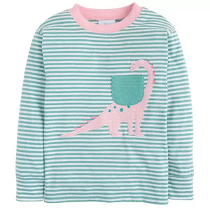 Applique Pocket T-Shirt - Pink Dino