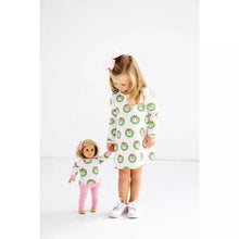 Load image into Gallery viewer, Long Sleeve Polly Play Dress - Deck the Halls w/ Bows &amp; Holly
