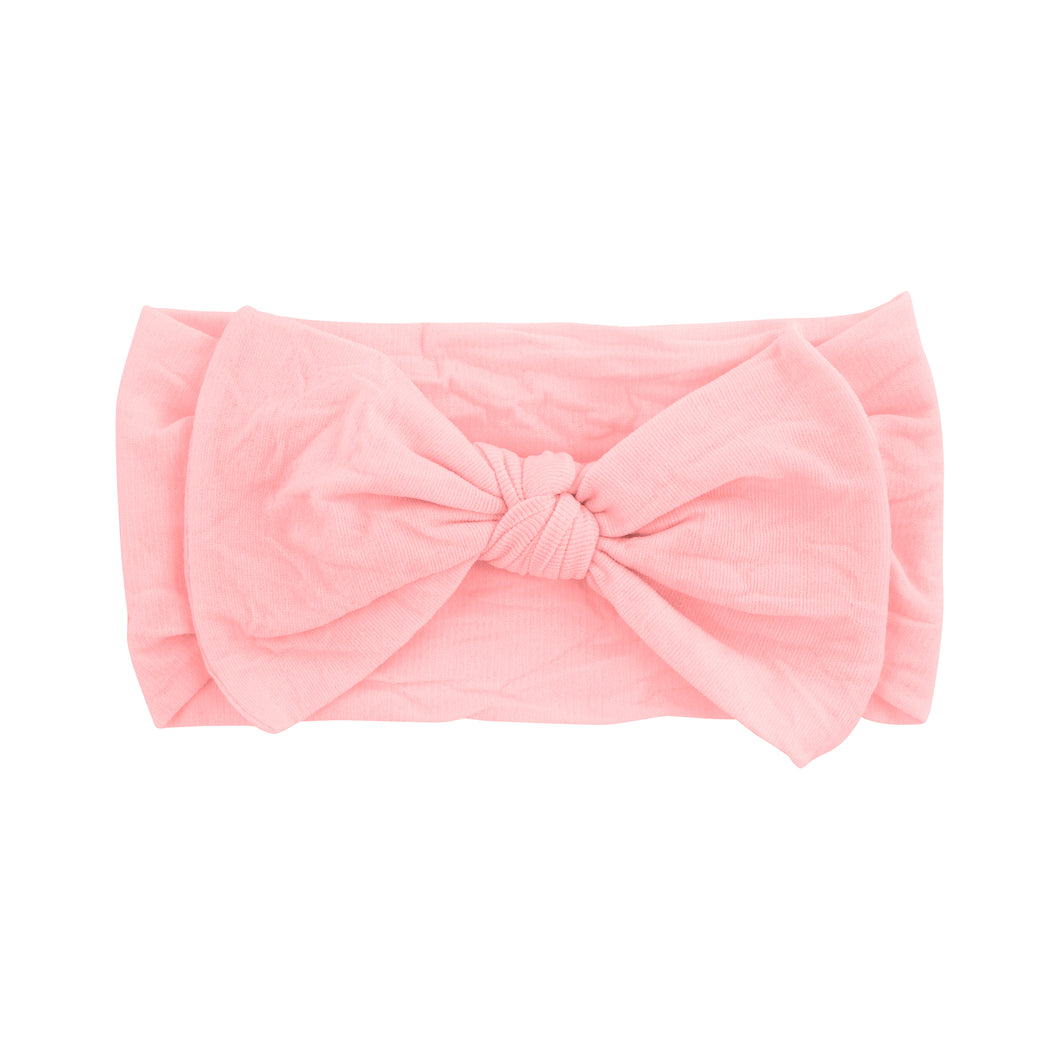 Soft Nylon Baby Band with Bowtie-Light Pink
