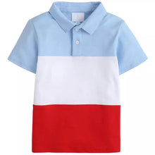 Load image into Gallery viewer, Color Block Short Sleeve Polo- Red/ Blue

