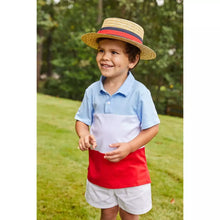 Load image into Gallery viewer, Color Block Short Sleeve Polo- Red/ Blue
