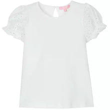 Load image into Gallery viewer, Eyelet Contrast Sleeve Tee in White
