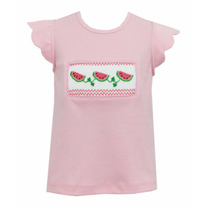 Watermelons Smocked Shirt- Lt Pink