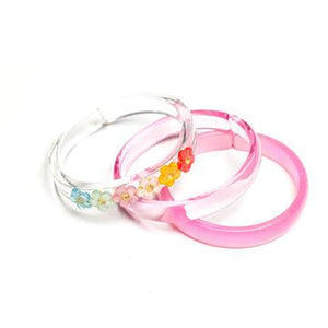 Pearl Candy Colors Flowers + Powder Pink Bangle Set