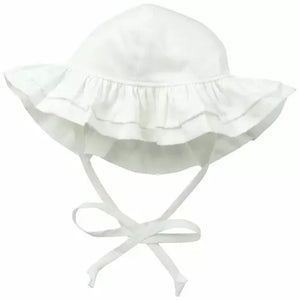 White UPF 50+ Double Ruffle Hat