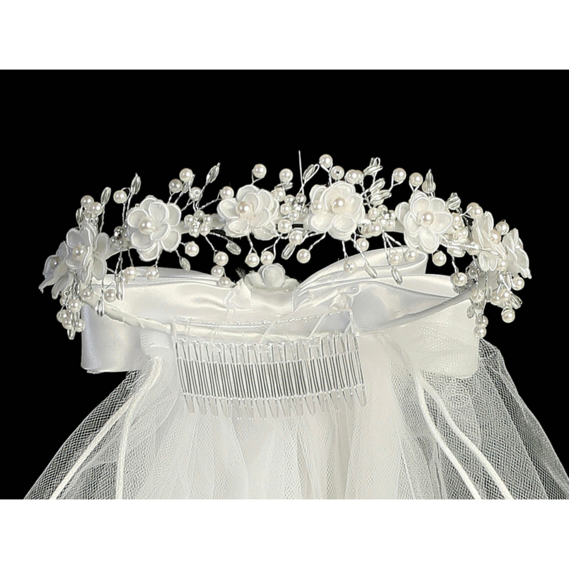 Lito 24 Veil with Organza Corded Flowers & Rhinestones