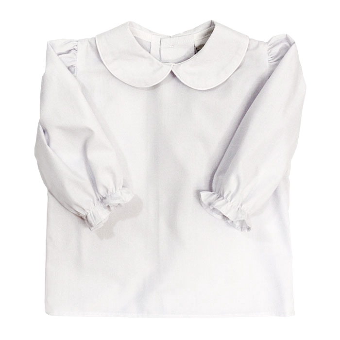 Girls Long Sleeve Button Back Blouse - White