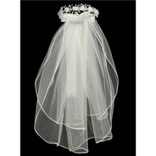 Load image into Gallery viewer, Veil w/ Corded Flowers, Beads &amp; Satin Bow
