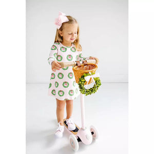 Long Sleeve Polly Play Dress - Deck the Halls w/ Bows & Holly