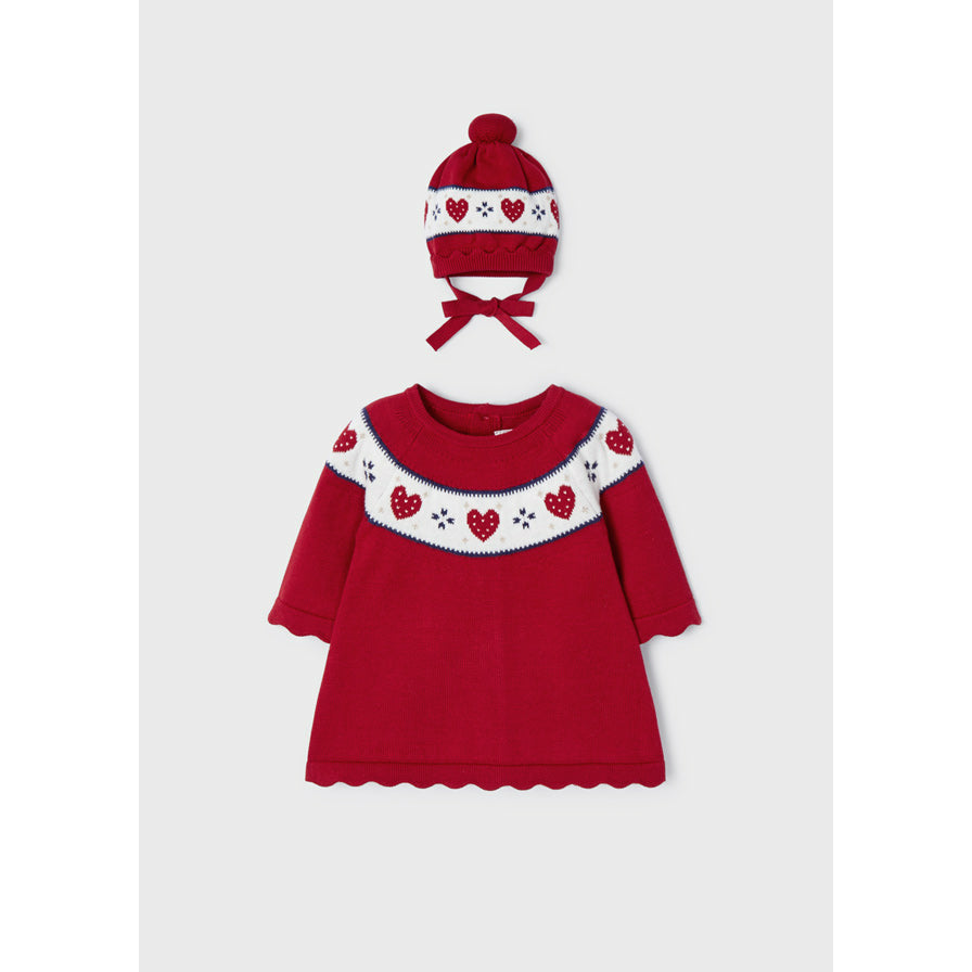 Knit Dress with Hat- Red