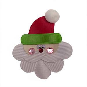 Santa with Rhinestone Cheeks Hair Clip