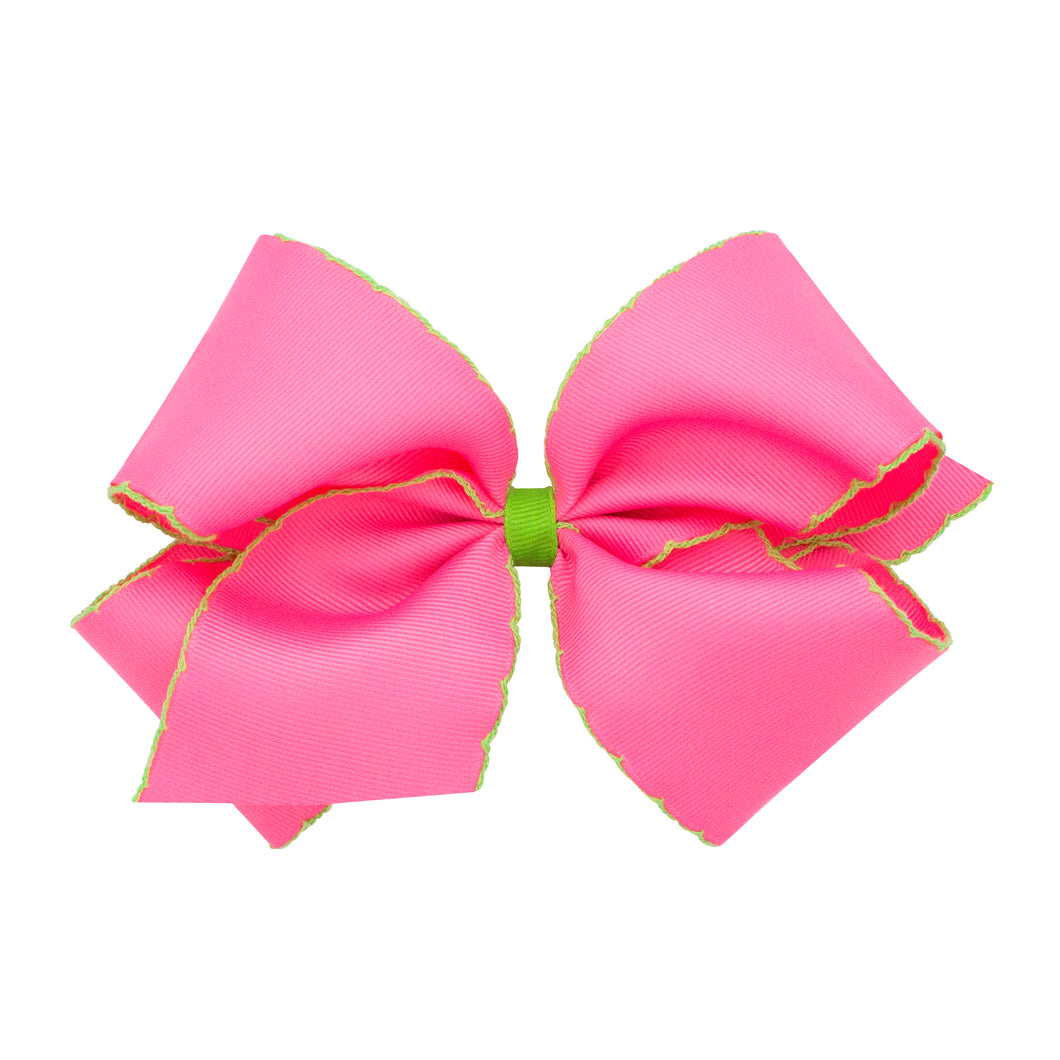 Moonstitch Hair Bow - Hot Pink & Green