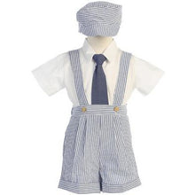 Load image into Gallery viewer, Suspender Short Set - Cotton Seersucker
