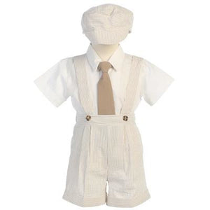 Suspender Short Set - Cotton Seersucker