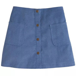 Emily Pocket Skirt - Gray Blue Cord