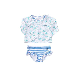 Girl’s Rashguard Swimset in Palm Print