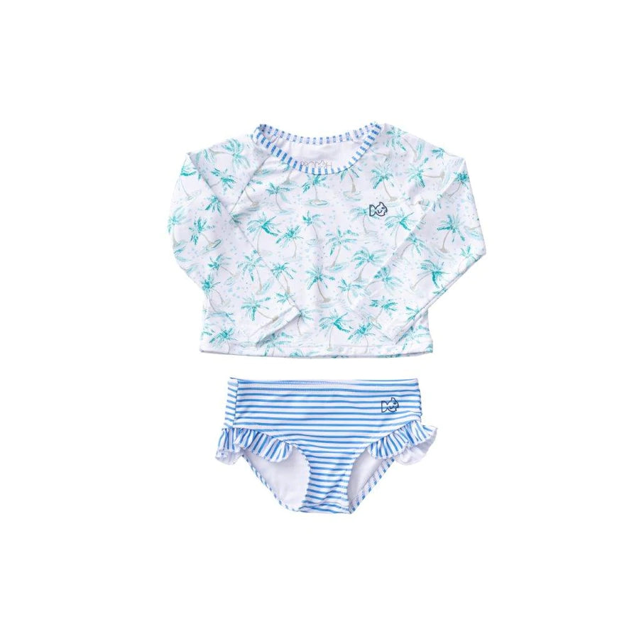 Girl’s Rashguard Swimset in Palm Print