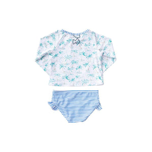 Girl’s Rashguard Swimset in Palm Print