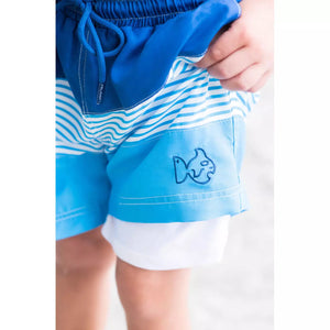 Swim Cap Blue Boogie Board Colorblock Swim Trunk