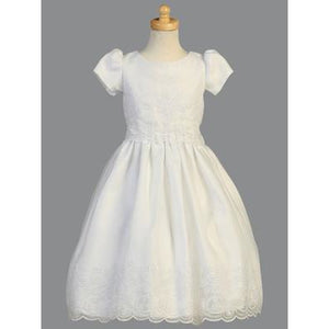 First Communion Dress - Floral Embroidered Organza