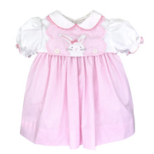Load image into Gallery viewer, Dress w/ Removable Bib- Bunny &amp; Dog Appliques
