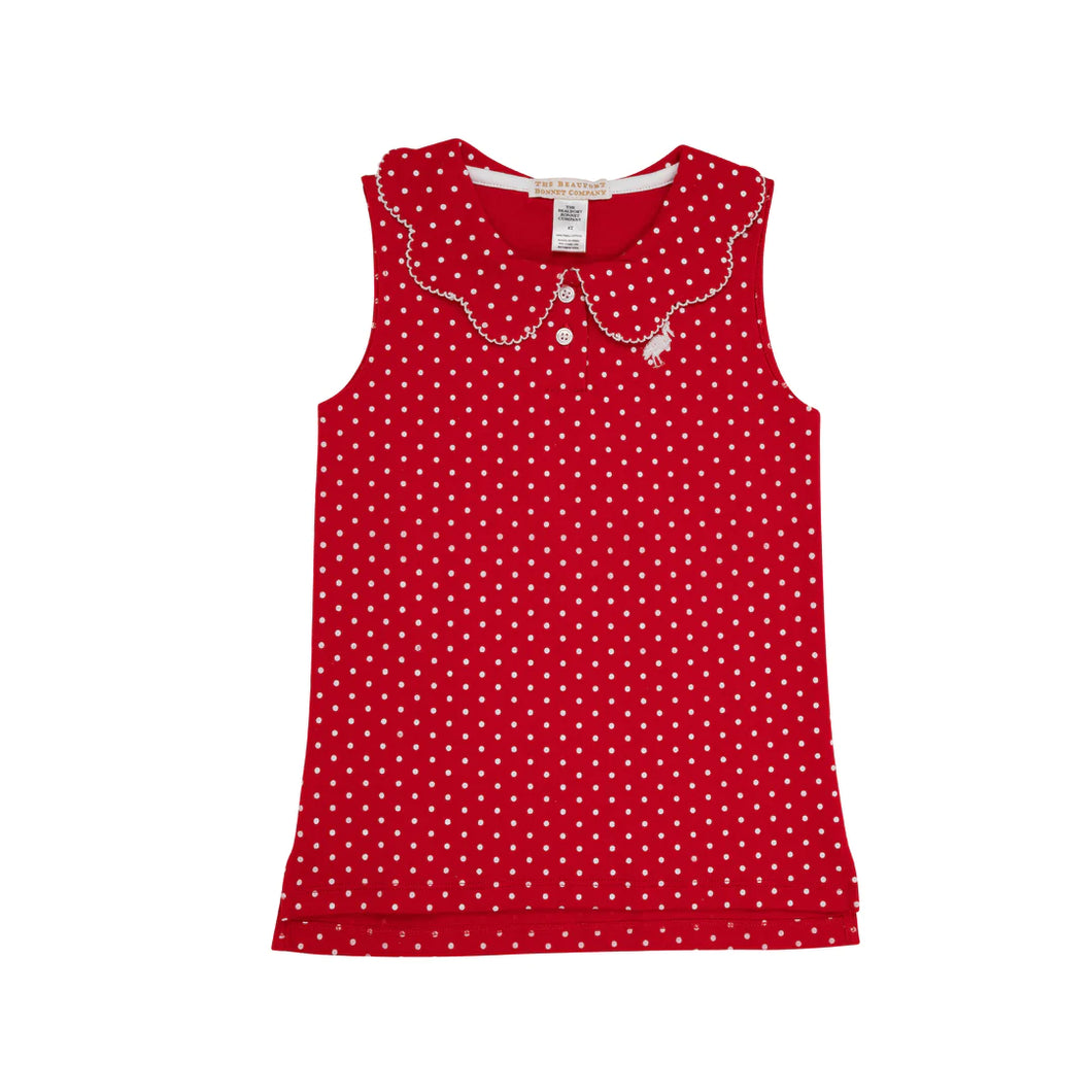 Paiges Playful Polo- Richmond Red/ Worth Ave White Microdot