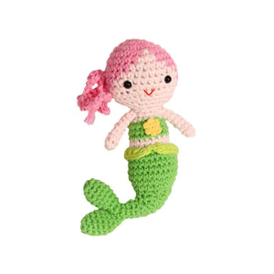 Mermaid Crochet Rattle 4"